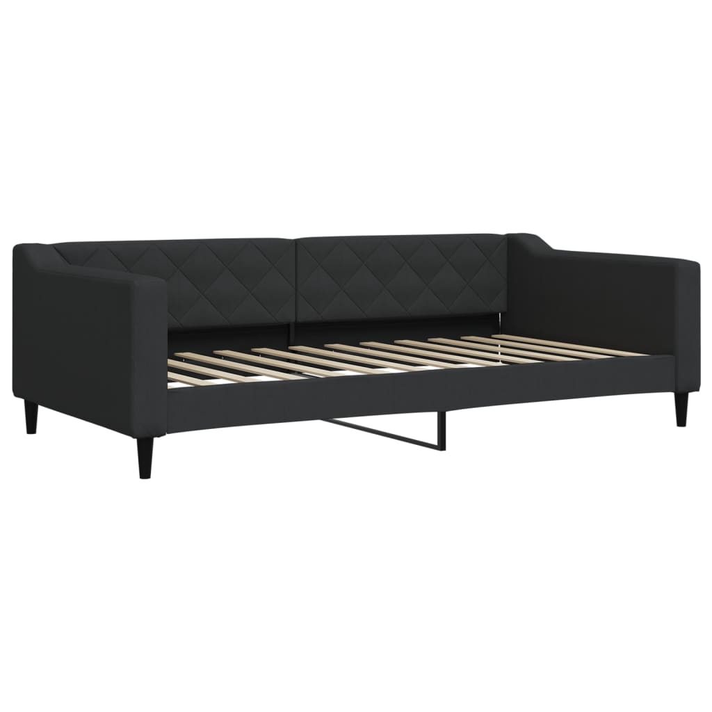 Dnevni krevet s madracem crni 100 x 200 cm od tkanine