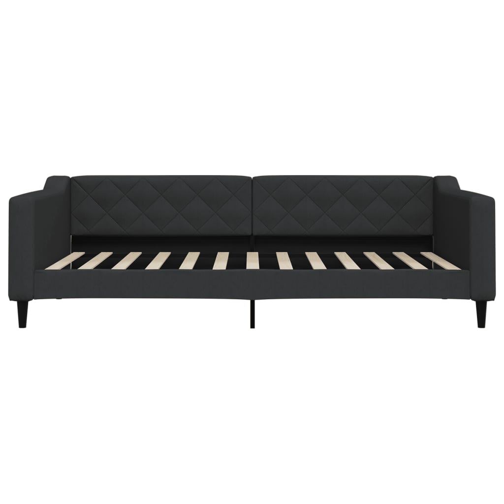 Dnevni krevet s madracem crni 100 x 200 cm od tkanine