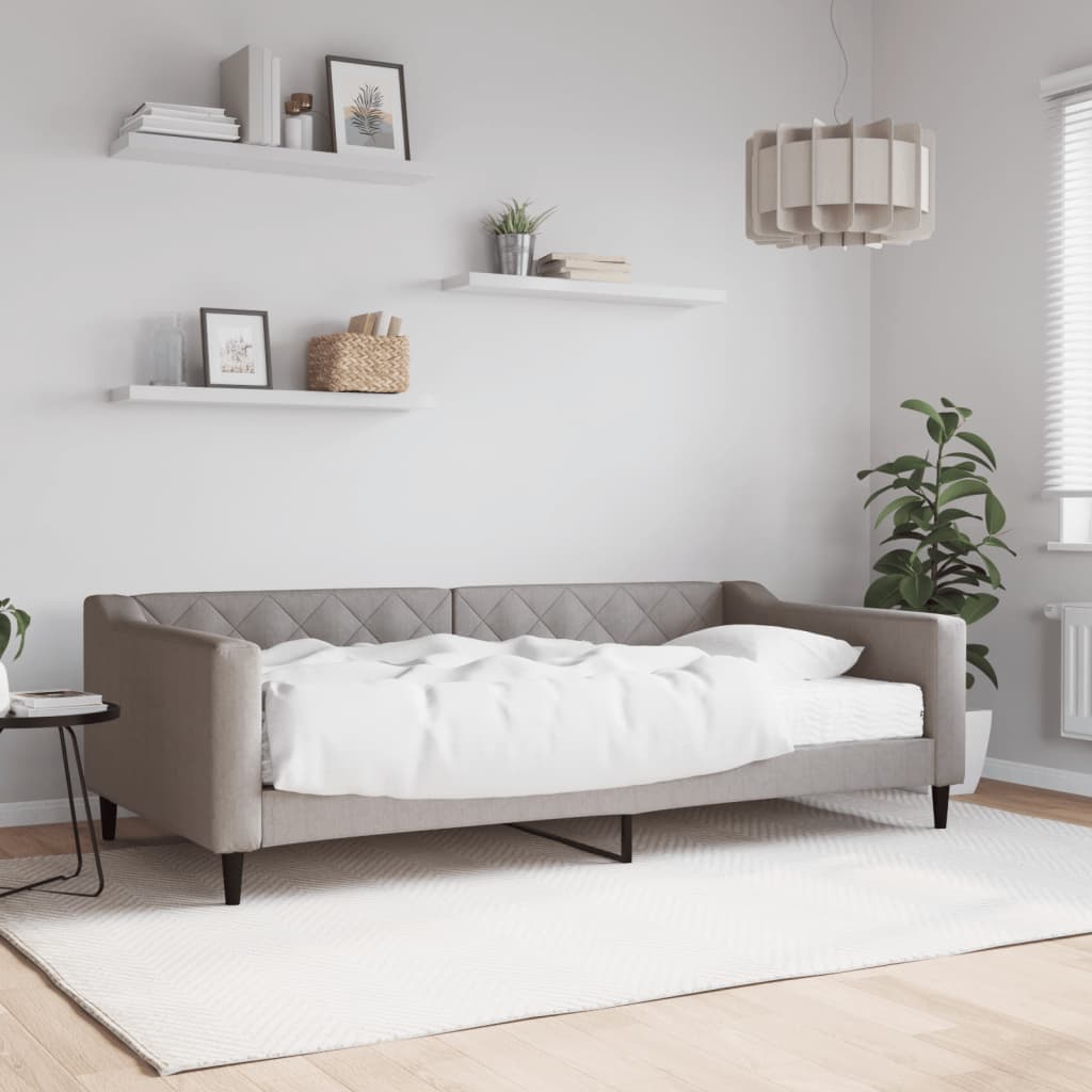Dnevni krevet s madracem smeđesivi 100 x 200 cm od tkanine