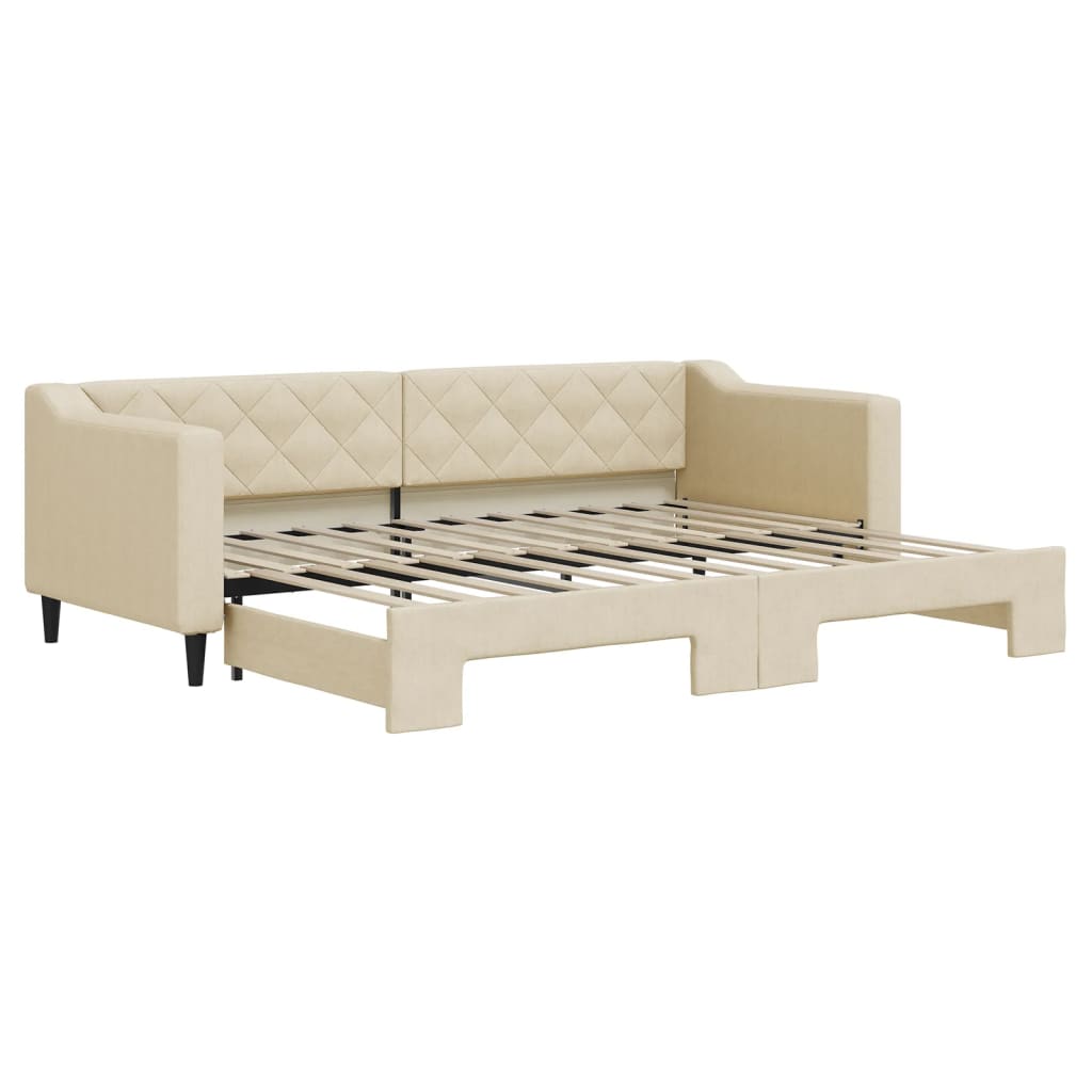 Dnevni krevet na razvlačenje krem 80 x 200 cm od tkanine