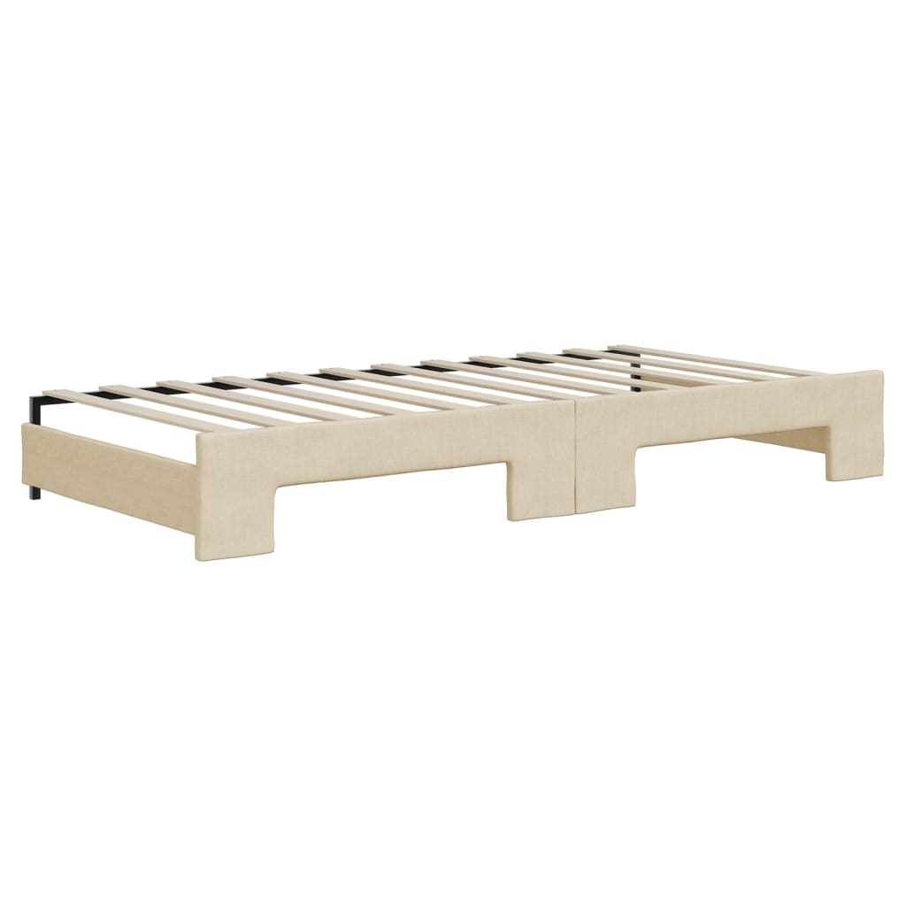 Dnevni krevet na razvlačenje krem 90 x 200 cm od tkanine
