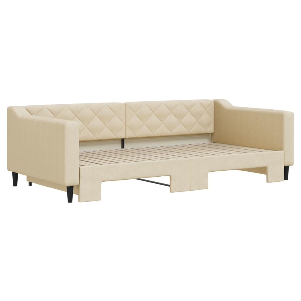Dnevni krevet na razvlačenje krem 100 x 200 cm od tkanine