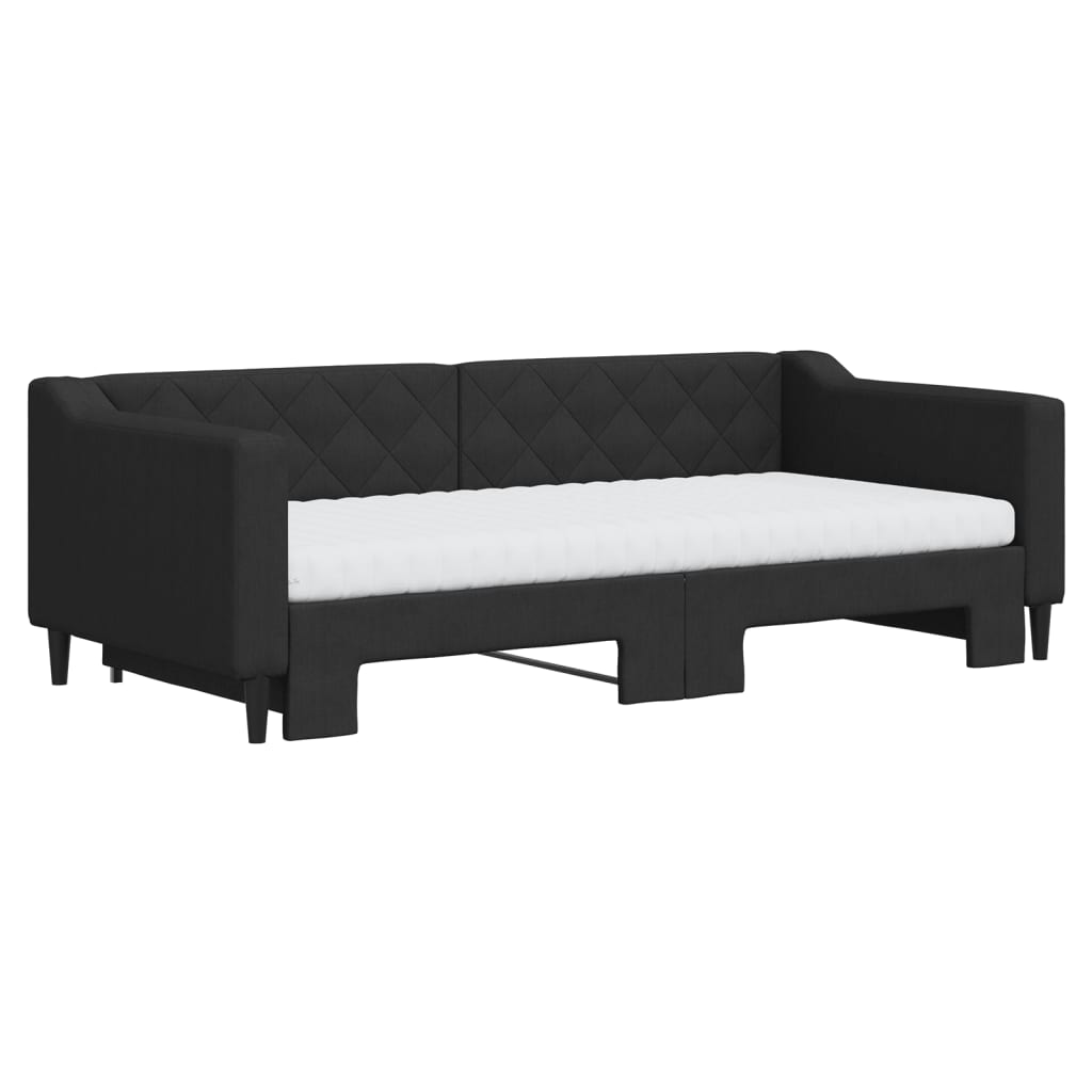 Dnevni krevet na razvlačenje crni 90 x 190 cm od tkanine