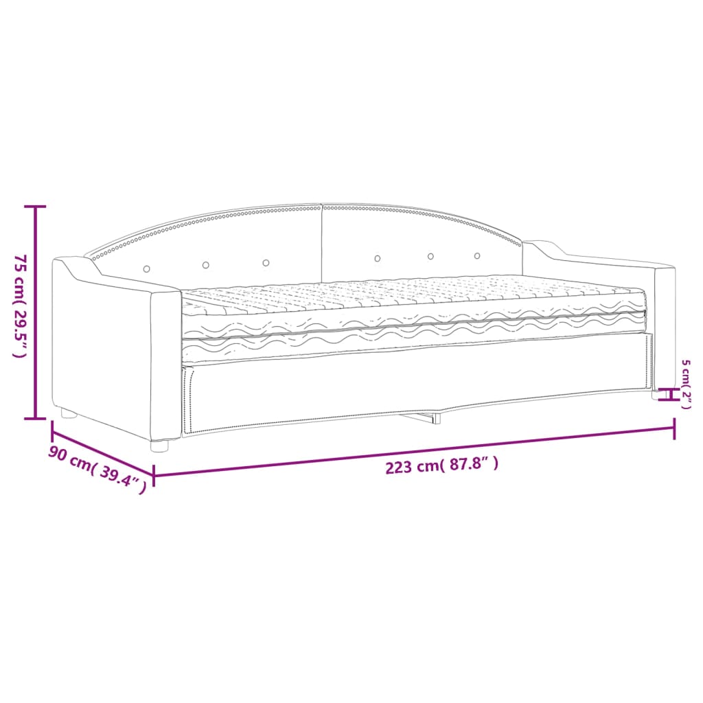 Dnevni krevet s madracem smeđesivi 80 x 200 cm od tkanine