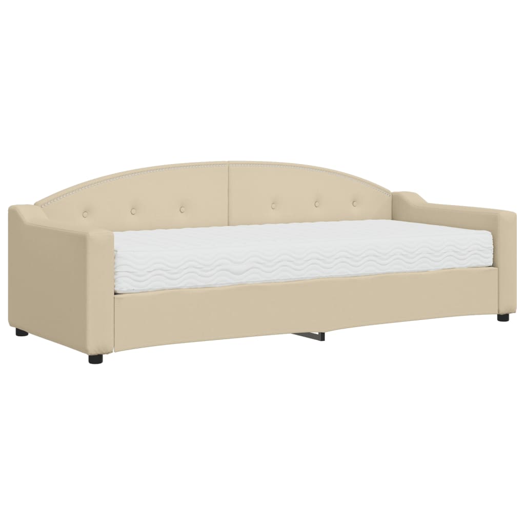 Dnevni krevet s madracem krem 80 x 200 cm od tkanine