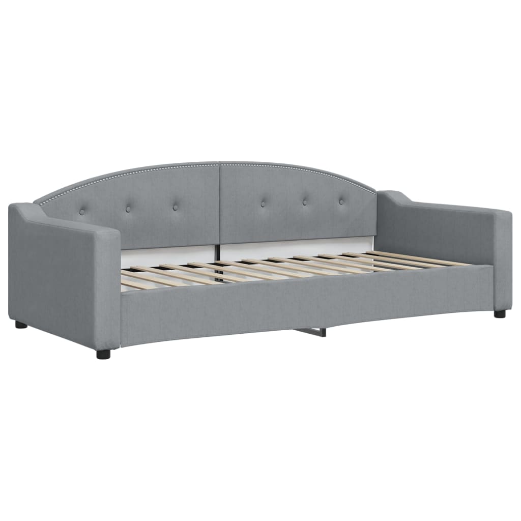 Dnevni krevet s madracem svjetlosivi 90 x 200 cm od tkanine