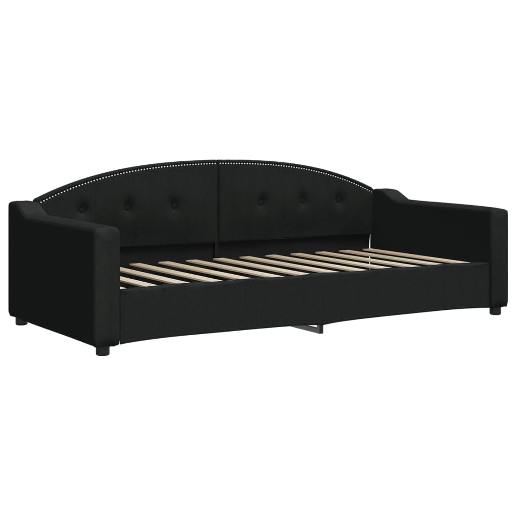 Dnevni krevet s madracem crni 90 x 200 cm od tkanine