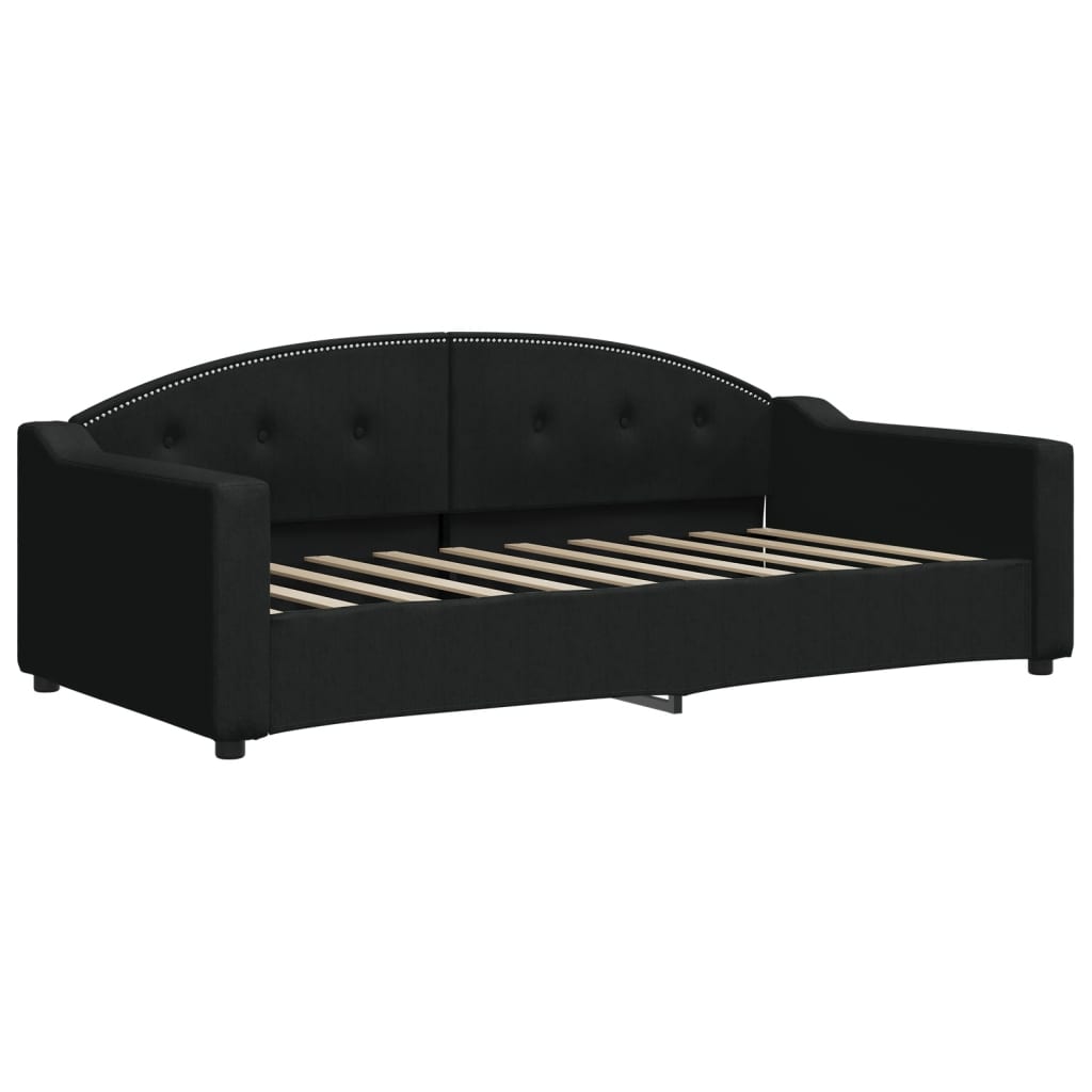 Dnevni krevet s madracem crni 90 x 190 cm od tkanine