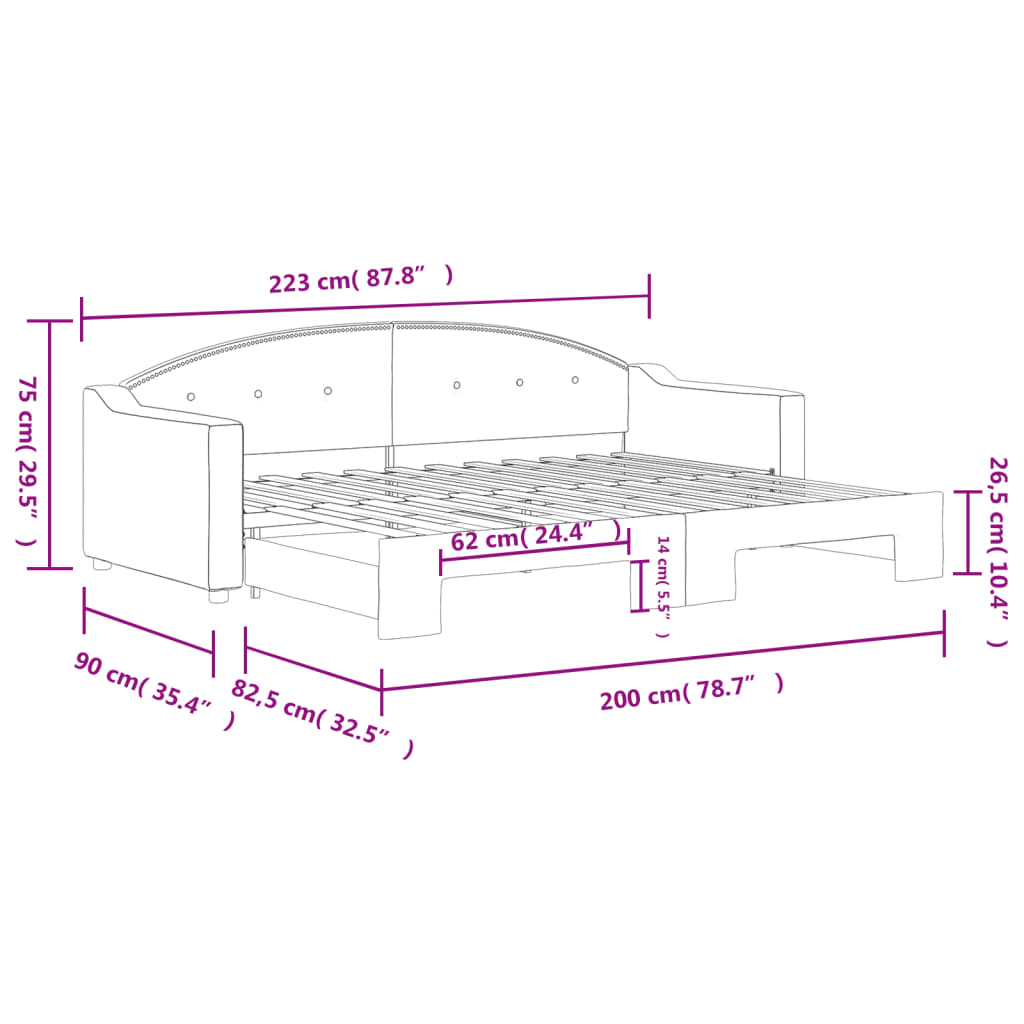 Dnevni krevet na razvlačenje krem 80 x 200 cm od tkanine