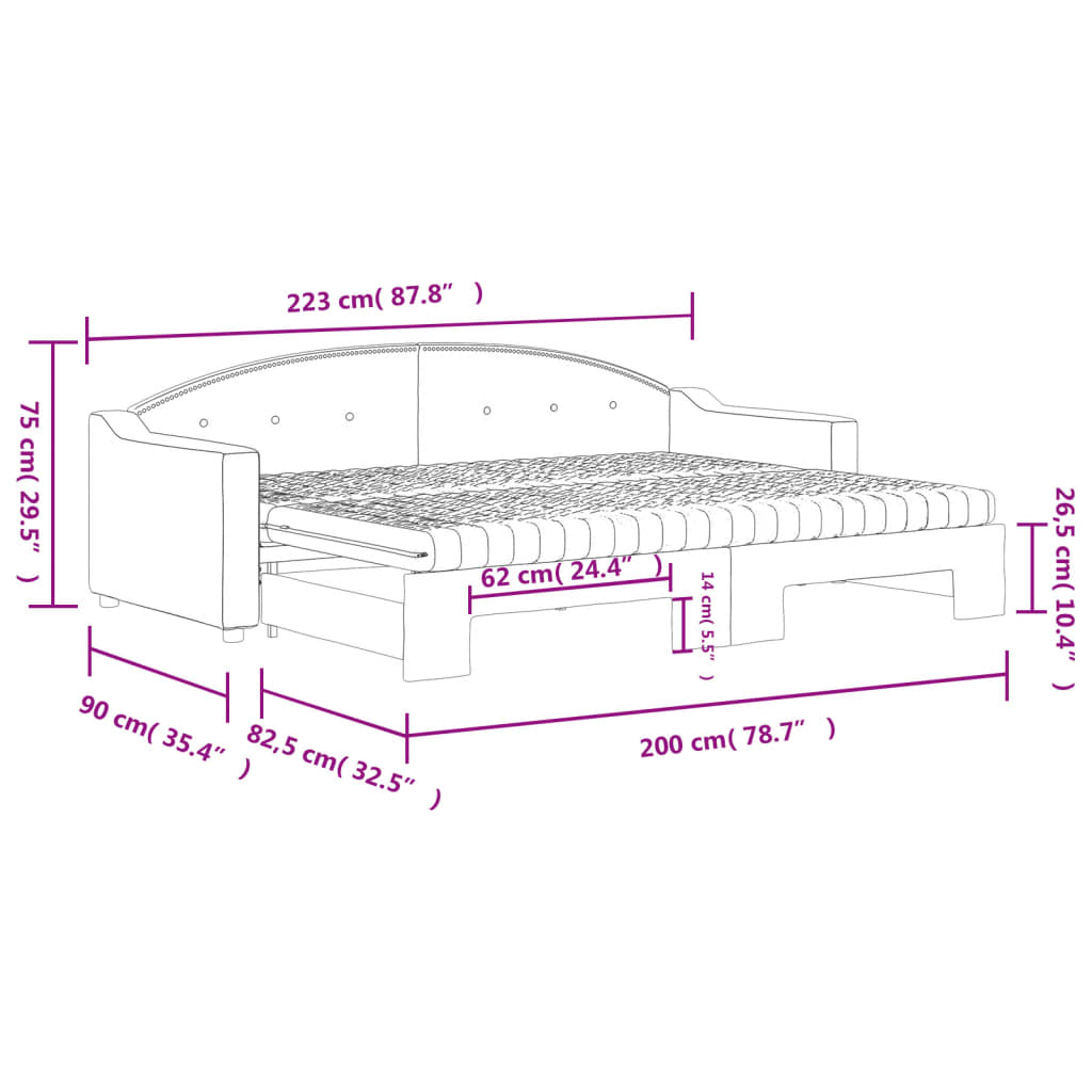Dnevni krevet na razvlačenje krem 80 x 200 cm od tkanine