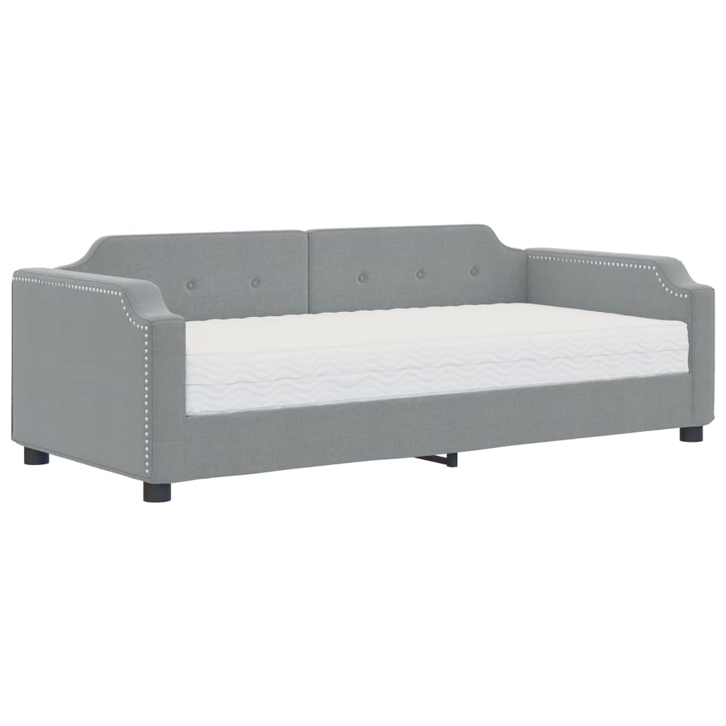 Dnevni krevet s madracem svjetlosivi 80 x 200 cm od tkanine