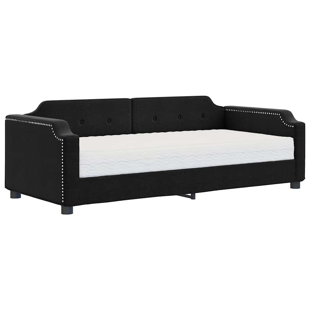 Dnevni krevet s madracem crni 80 x 200 cm od tkanine