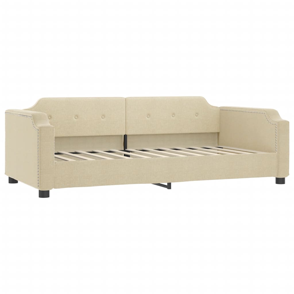 Dnevni krevet s madracem krem 80 x 200 cm od tkanine