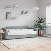Dnevni krevet s madracem svjetlosivi 90 x 200 cm od tkanine