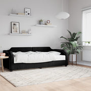 Dnevni krevet s madracem crni 90 x 200 cm od tkanine