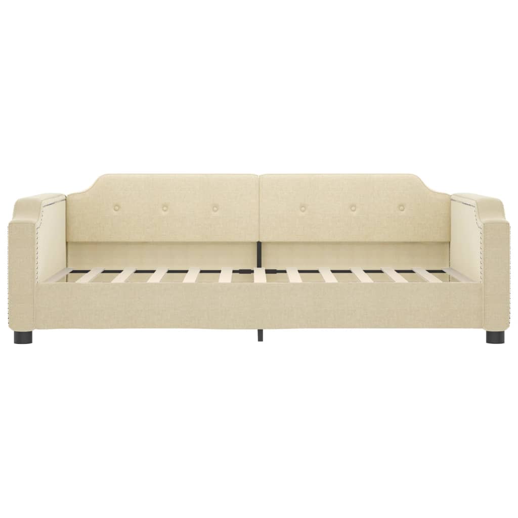 Dnevni krevet s madracem krem 90 x 200 cm od tkanine