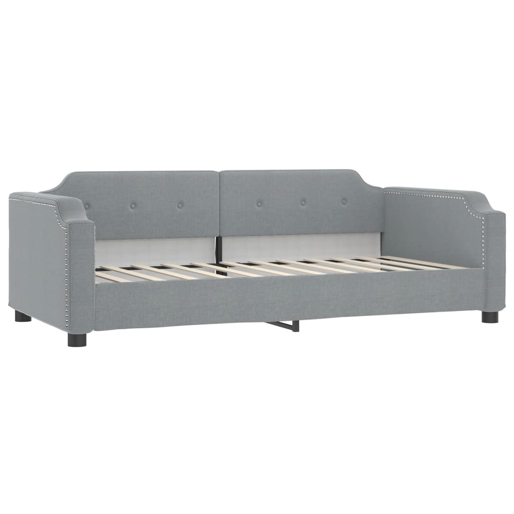 Dnevni krevet s madracem svjetlosivi 100 x 200 cm od tkanine