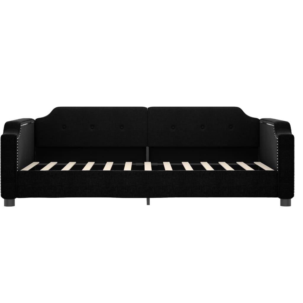 Dnevni krevet s madracem crni 100 x 200 cm od tkanine