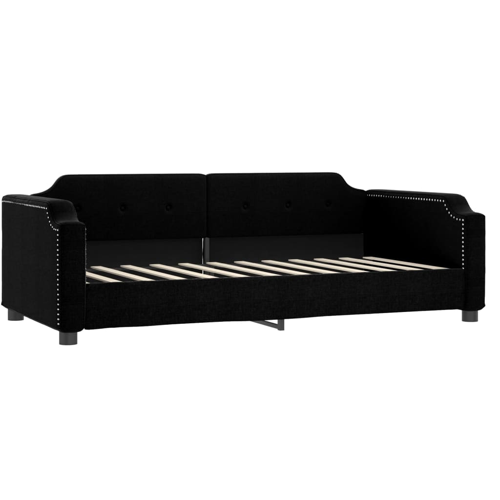 Dnevni krevet s madracem crni 90 x 190 cm od tkanine