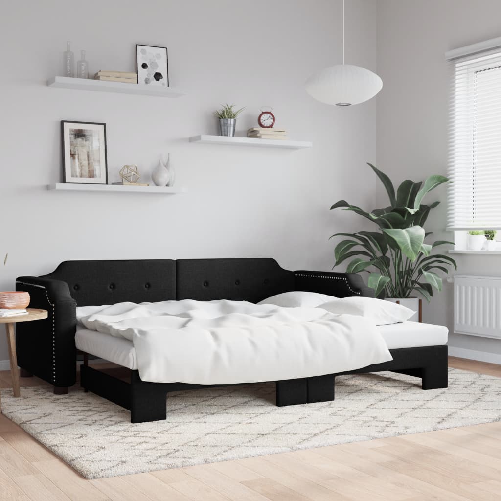 Dnevni krevet na razvlačenje crni 80 x 200 cm od tkanine