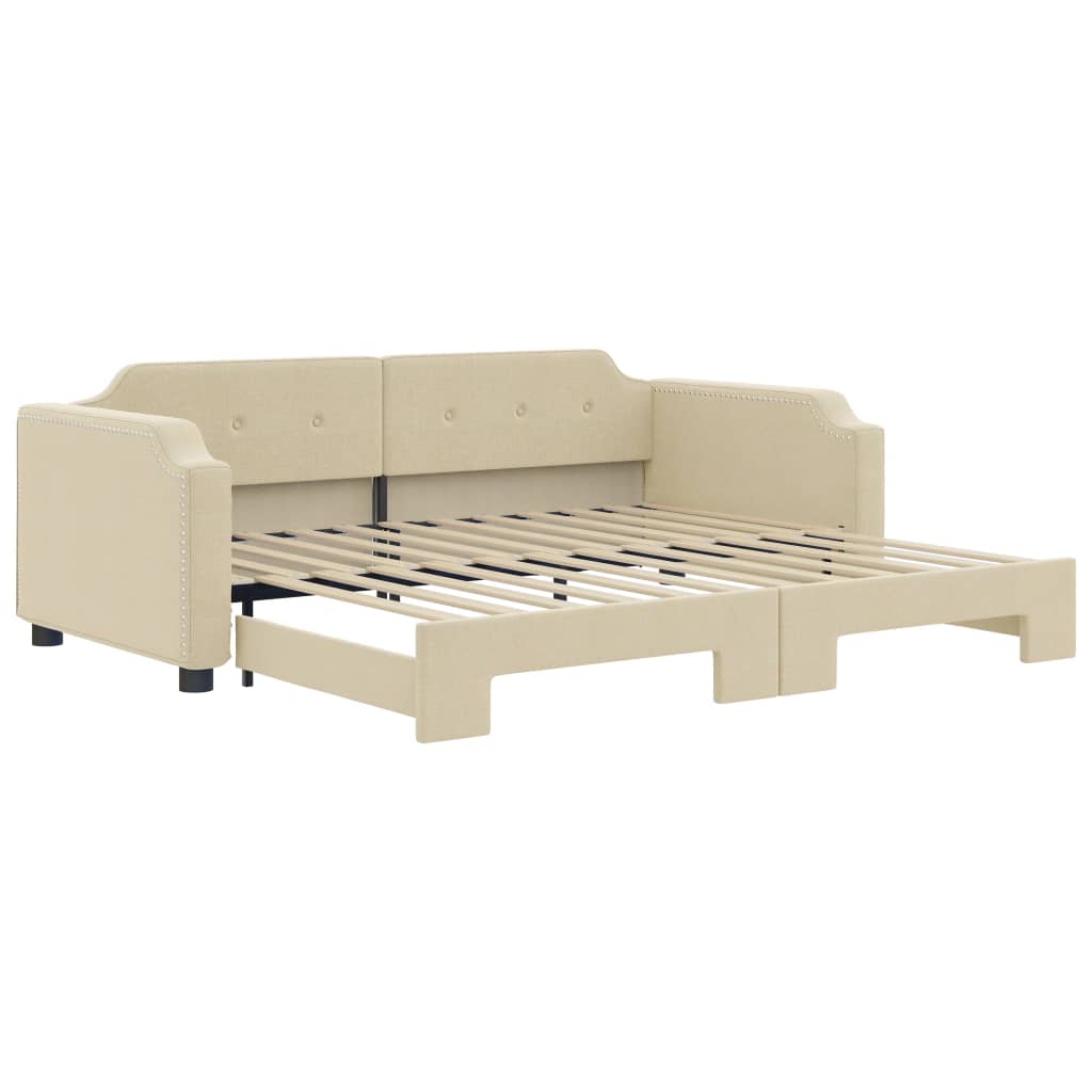 Dnevni krevet na razvlačenje krem 80 x 200 cm od tkanine
