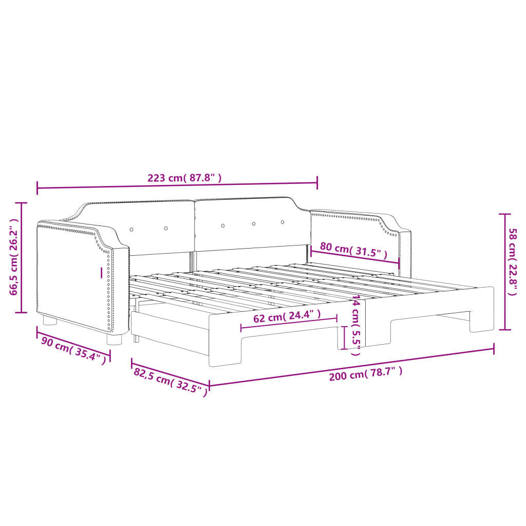 Dnevni krevet na razvlačenje krem 80 x 200 cm od tkanine
