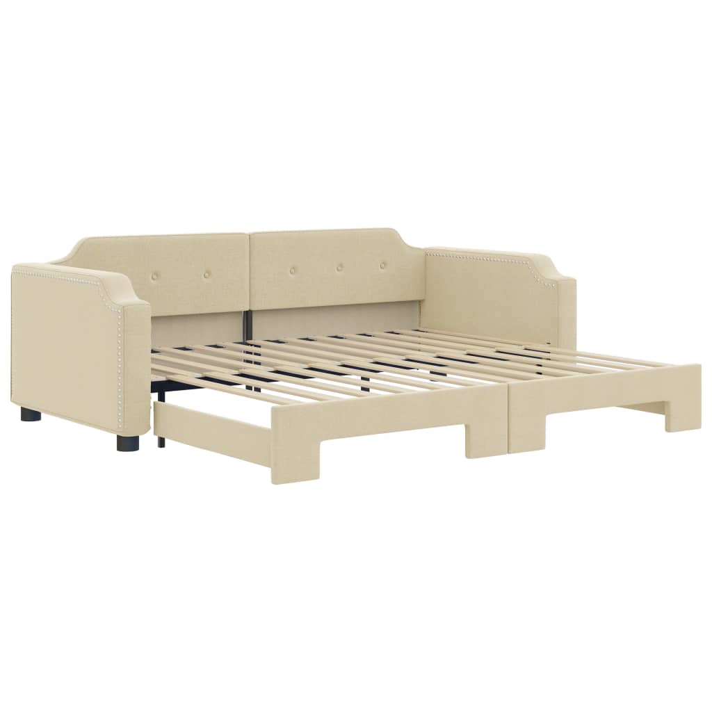 Dnevni krevet na razvlačenje krem 100 x 200 cm od tkanine