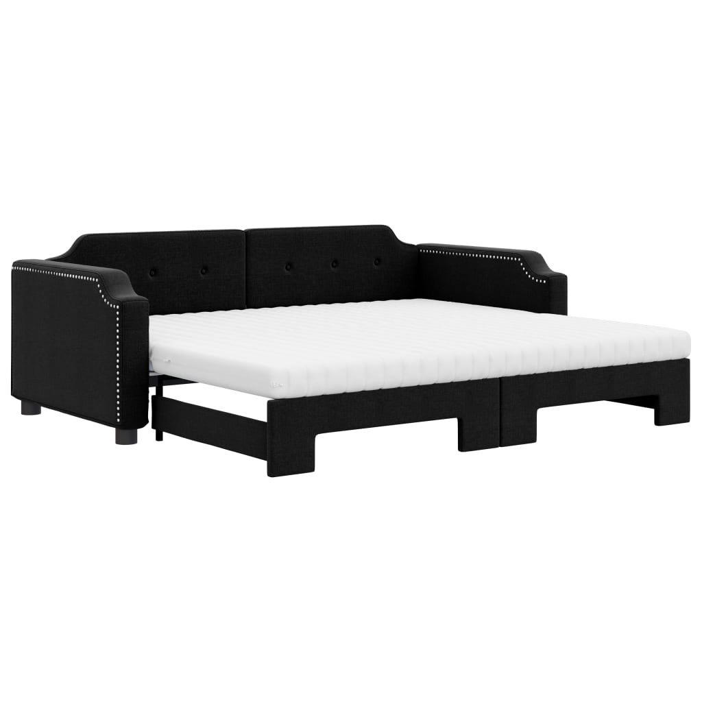 Dnevni krevet na razvlačenje crni 100 x 200 cm od tkanine