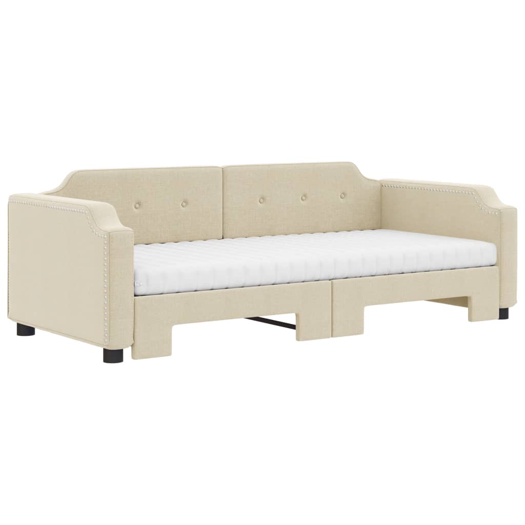 Dnevni krevet na razvlačenje krem 100 x 200 cm od tkanine