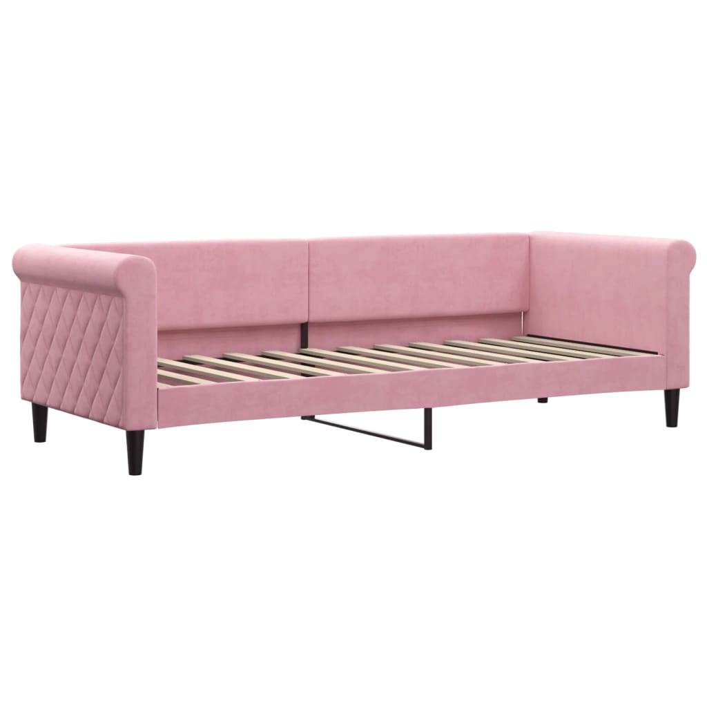 Dnevni krevet s madracem ružičasti 80 x 200 cm baršunasti