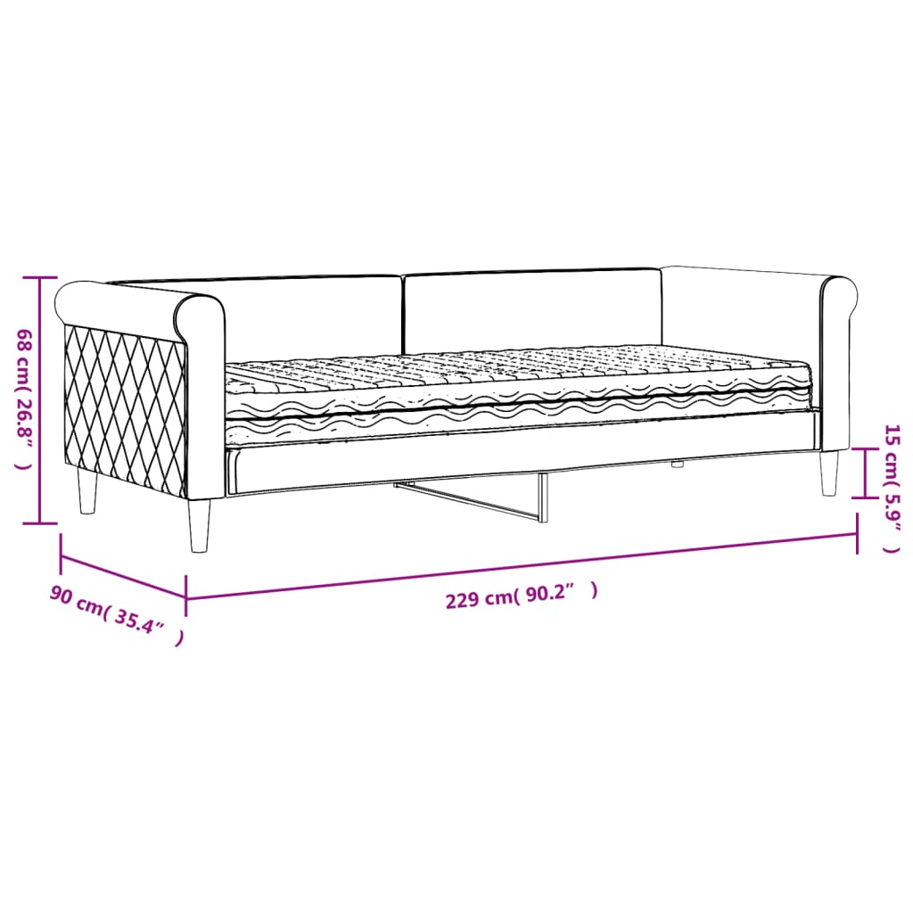 Dnevni krevet s madracem crni 80 x 200 cm baršunasti