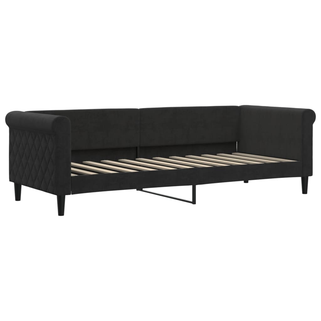 Dnevni krevet s madracem crni 80 x 200 cm baršunasti