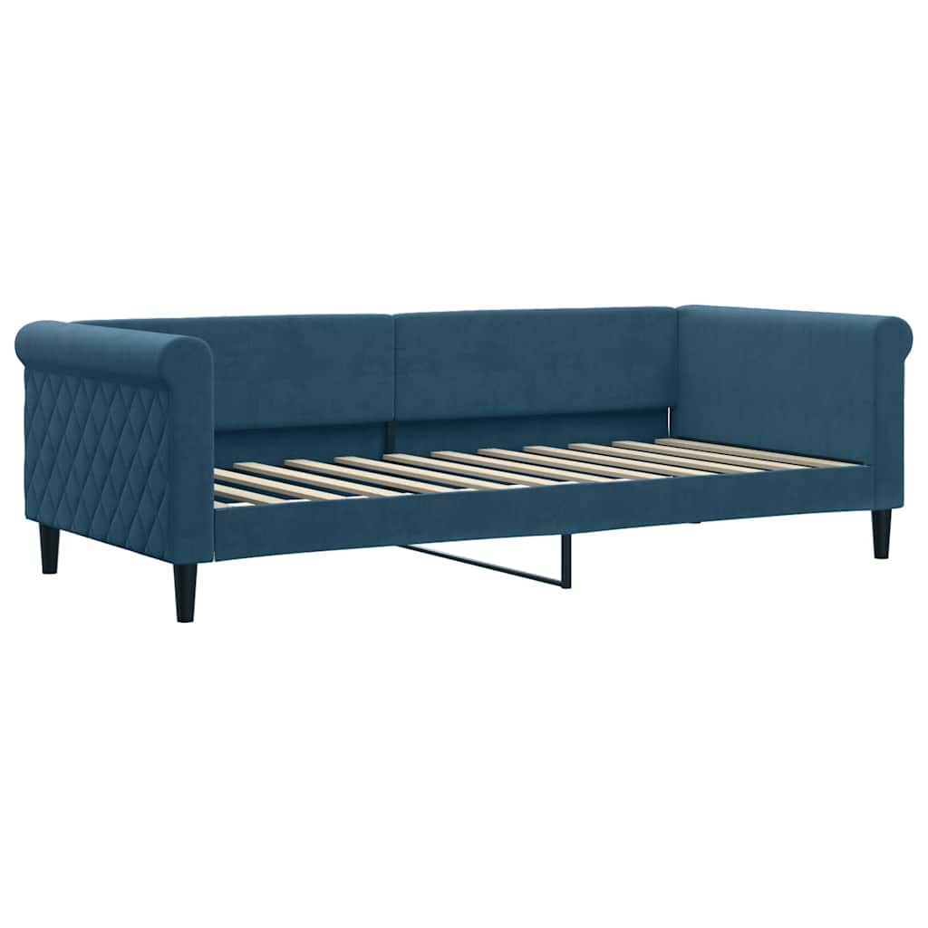 Dnevni krevet s madracem plavi 90 x 200 cm baršunasti