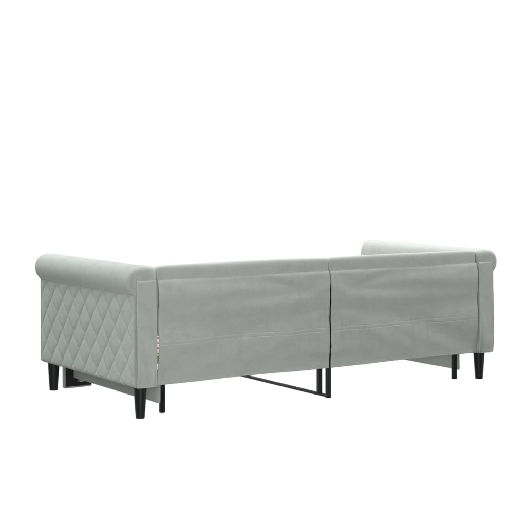 Dnevni krevet na razvlačenje svjetlosivi 90 x 190 cm baršunasti