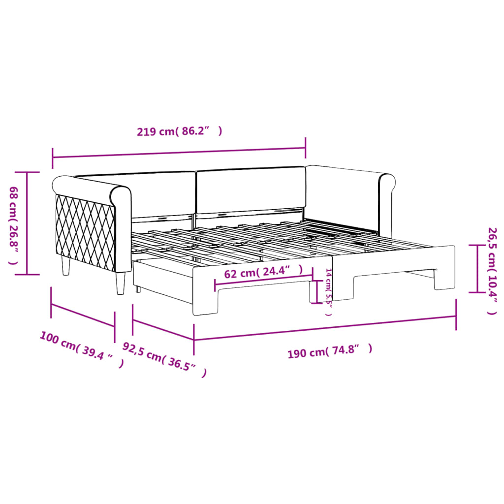 Dnevni krevet na razvlačenje svjetlosivi 90 x 190 cm baršunasti