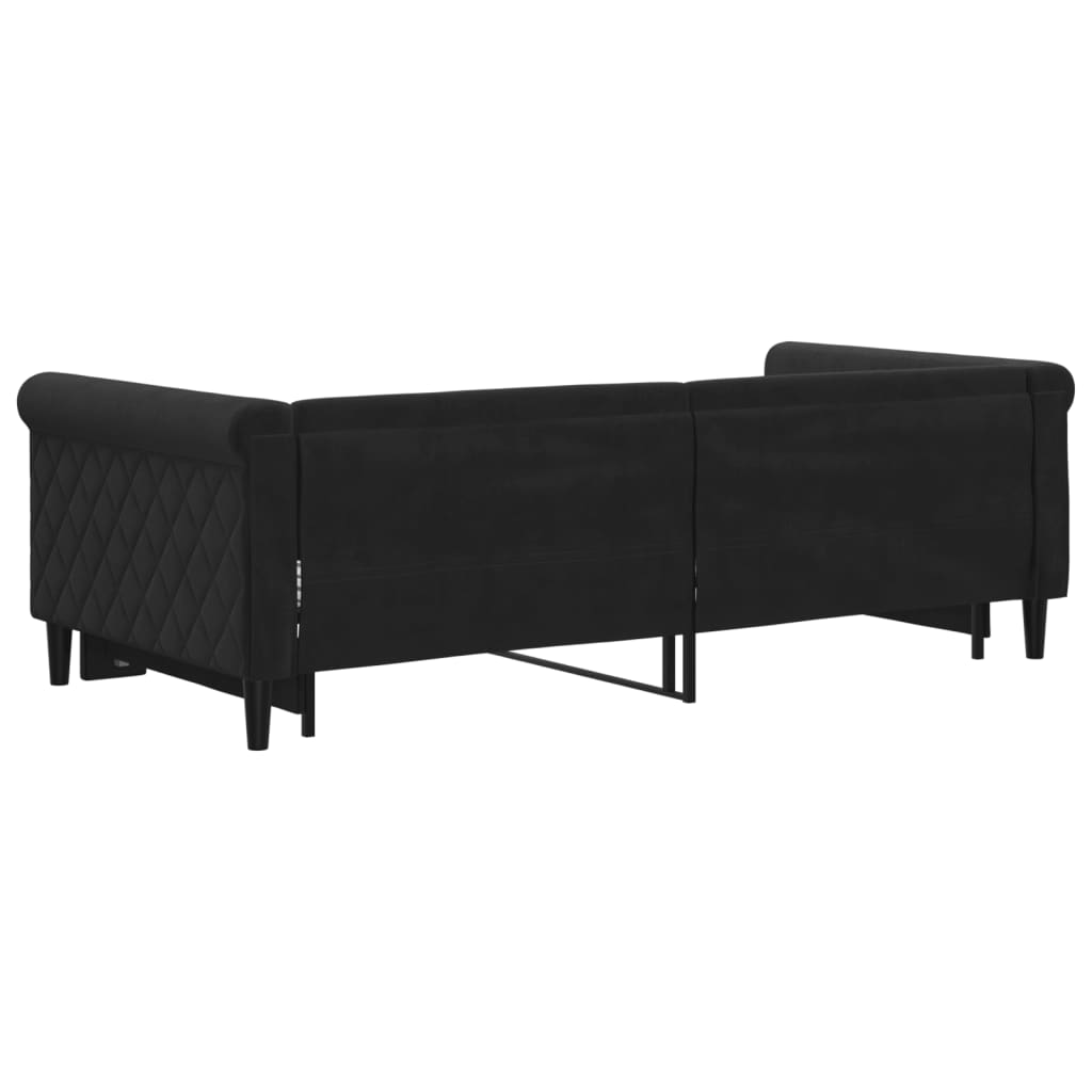 Dnevni krevet na razvlačenje crni 90 x 190 cm baršunasti