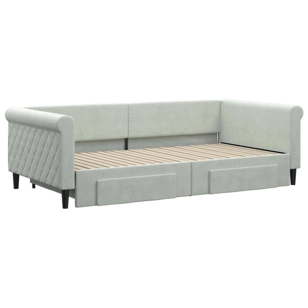 Dnevni krevet na razvlačenje svjetlosivi 100x200 cm baršunasti