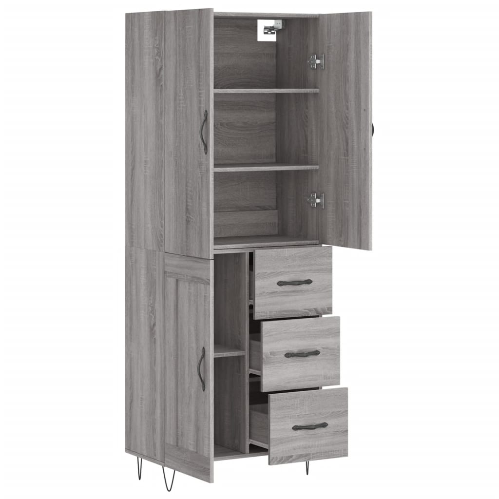 Visoka komoda siva sonome 69,5x34x180 cm od konstruiranog drva