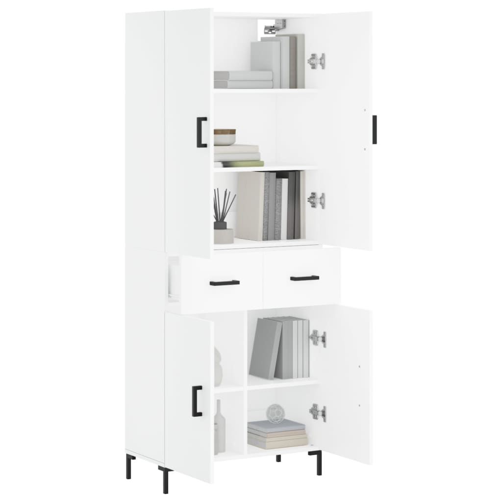 Visoka komoda bijela 69,5x34x180 cm konstruirano drvo