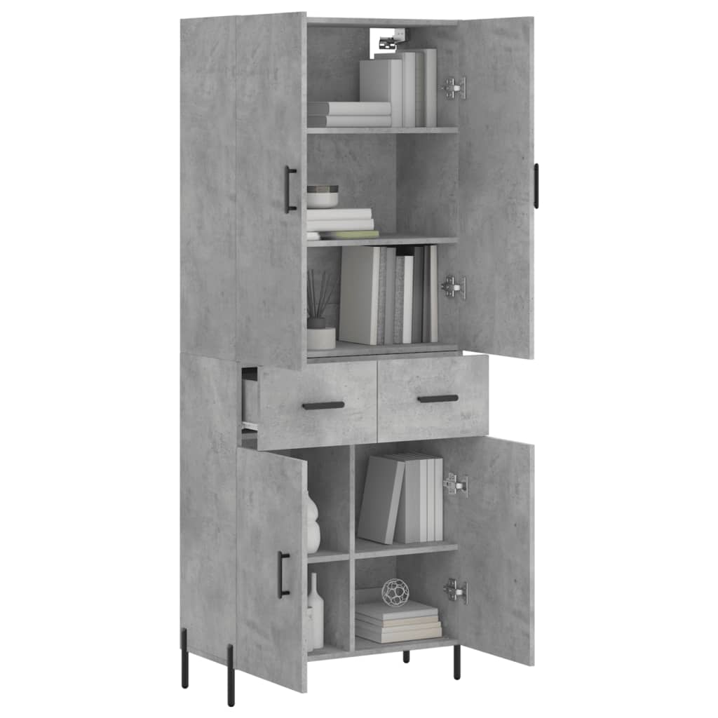 Visoka komoda siva betona 69,5x34x180 cm od konstruiranog drva