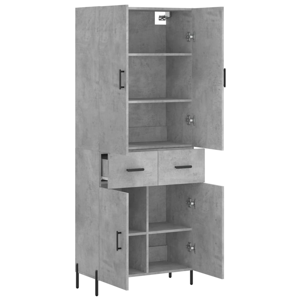 Visoka komoda siva betona 69,5x34x180 cm od konstruiranog drva
