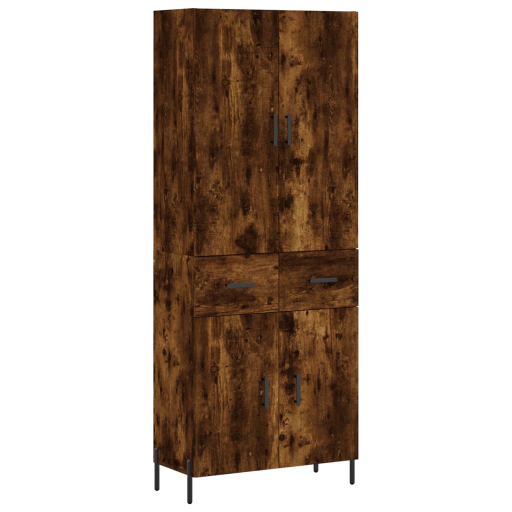 Visoka komoda dimljeni hrast 69,5x34x180 cm konstruiranog drva