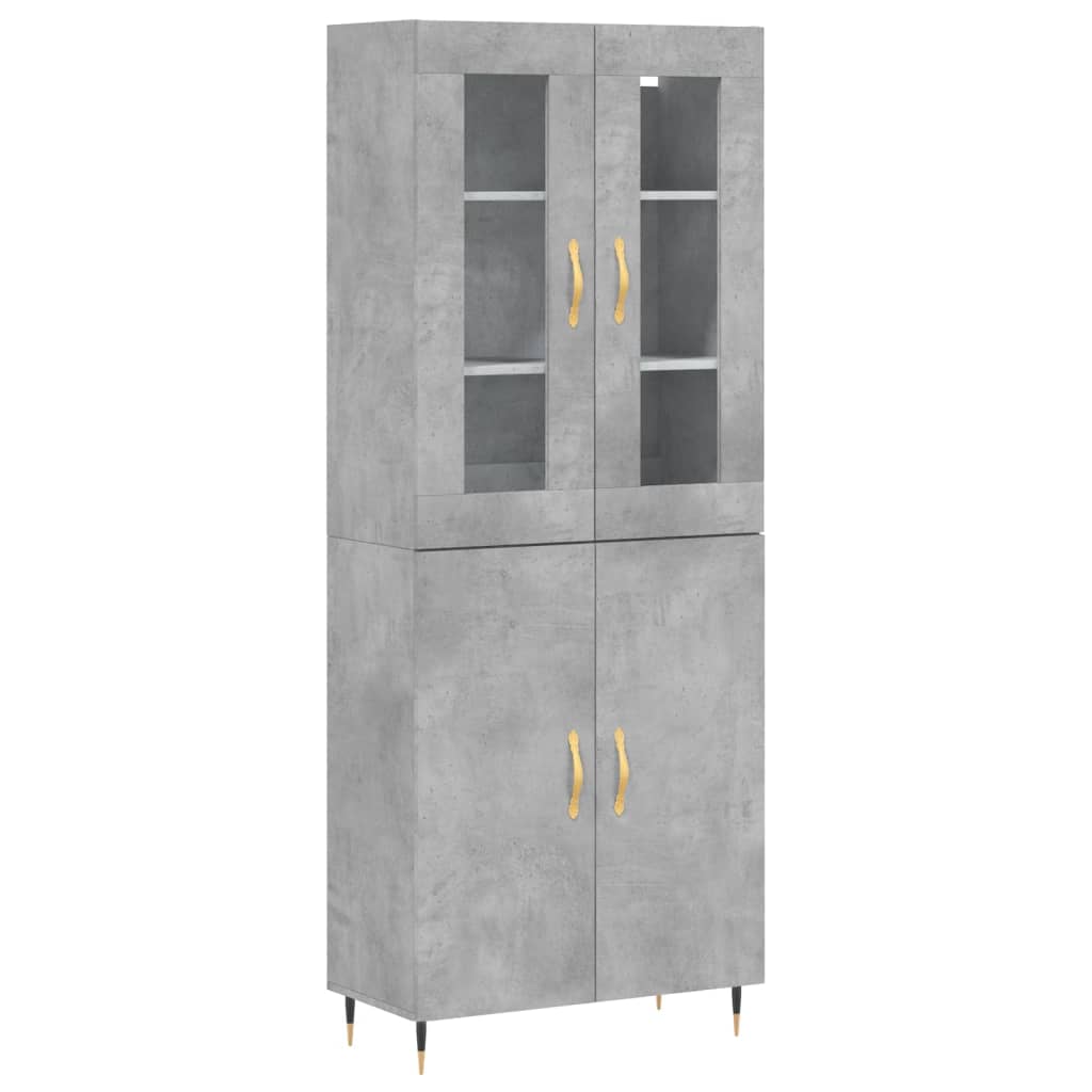 Visoka komoda siva betona 69,5x34x180 cm od konstruiranog drva