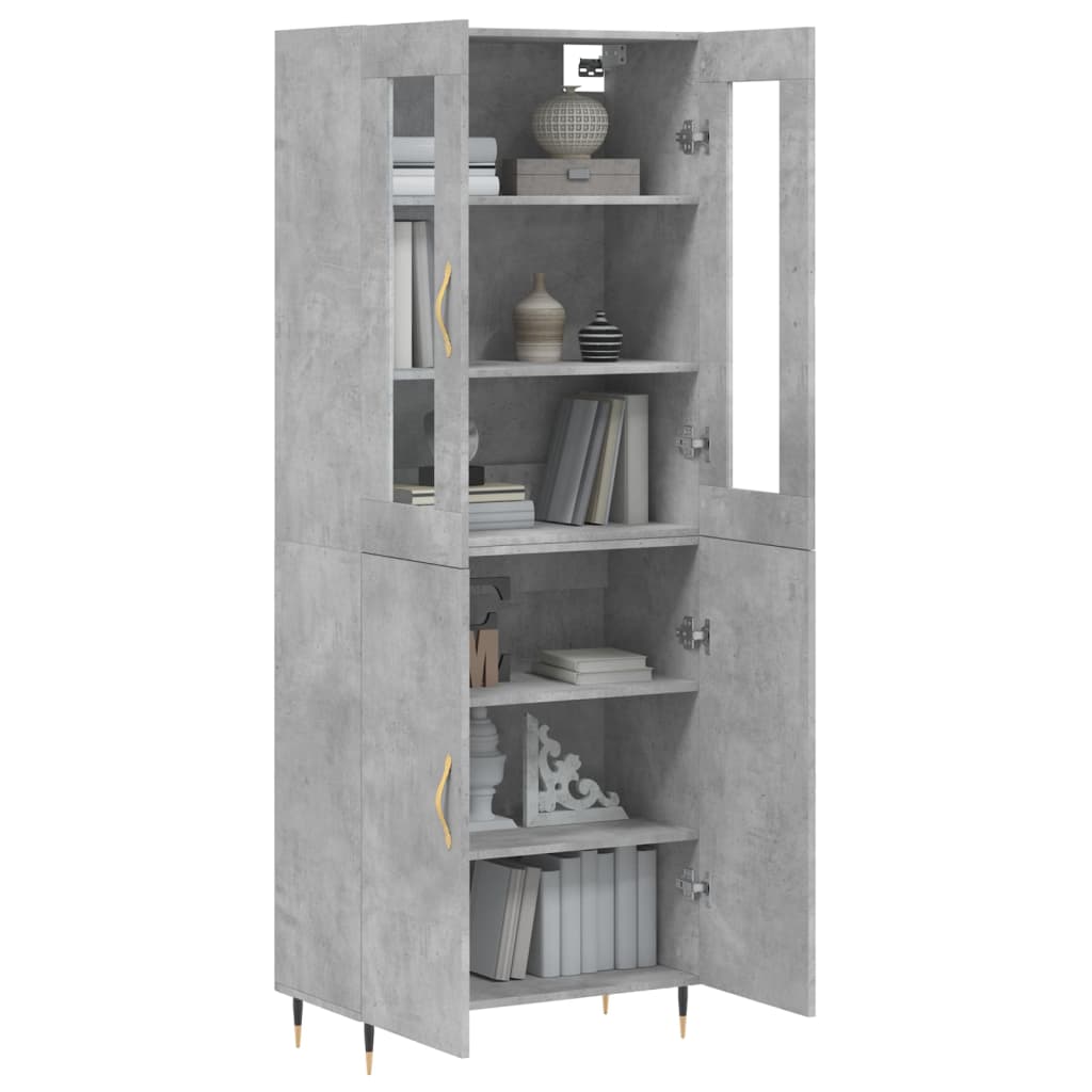 Visoka komoda siva betona 69,5x34x180 cm od konstruiranog drva