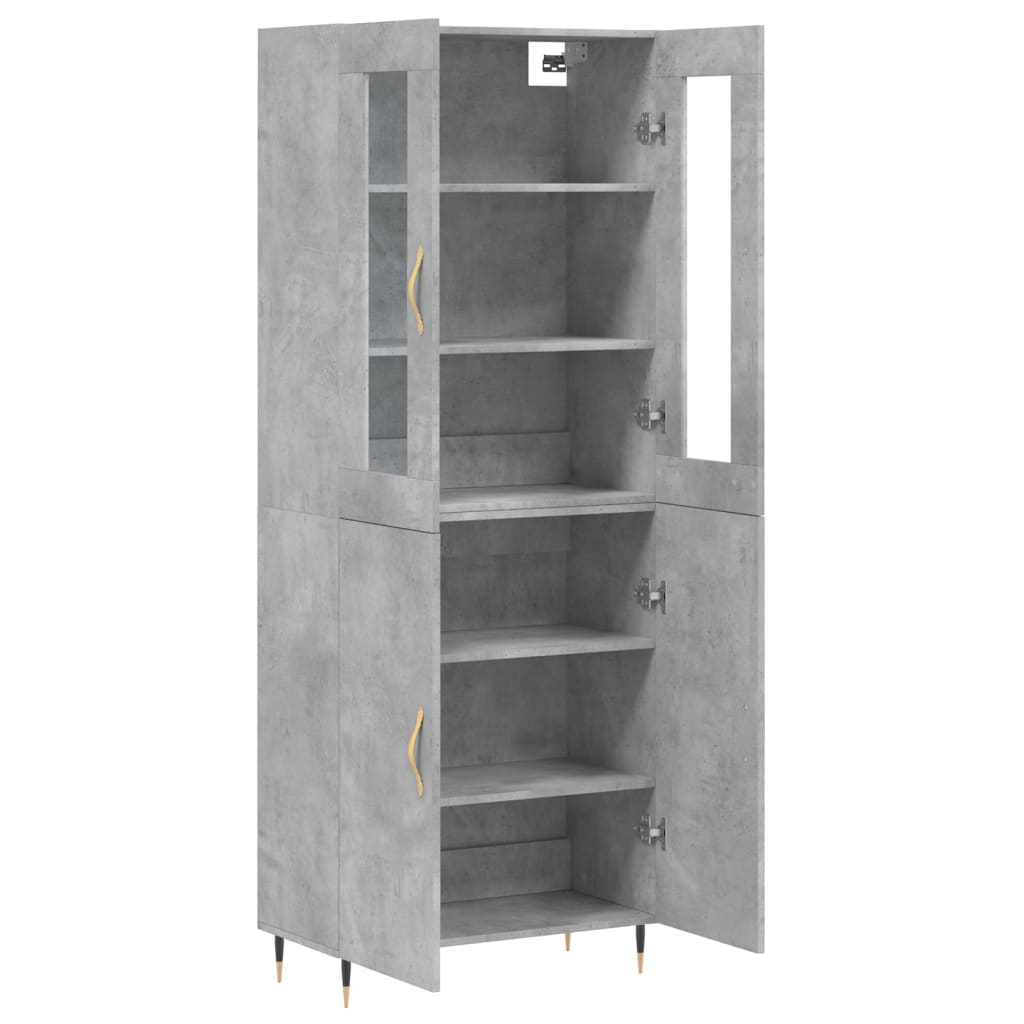 Visoka komoda siva betona 69,5x34x180 cm od konstruiranog drva