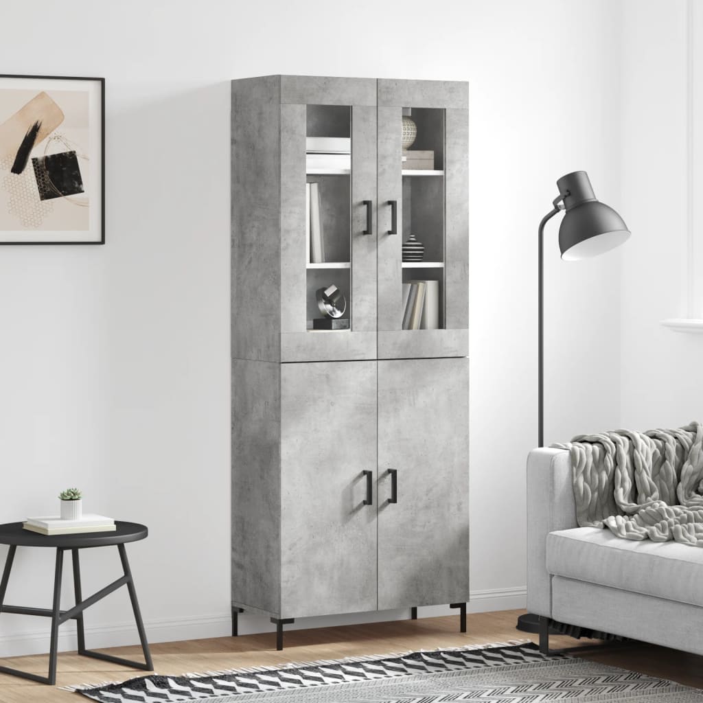 Visoka komoda siva betona 69,5x34x180 cm od konstruiranog drva