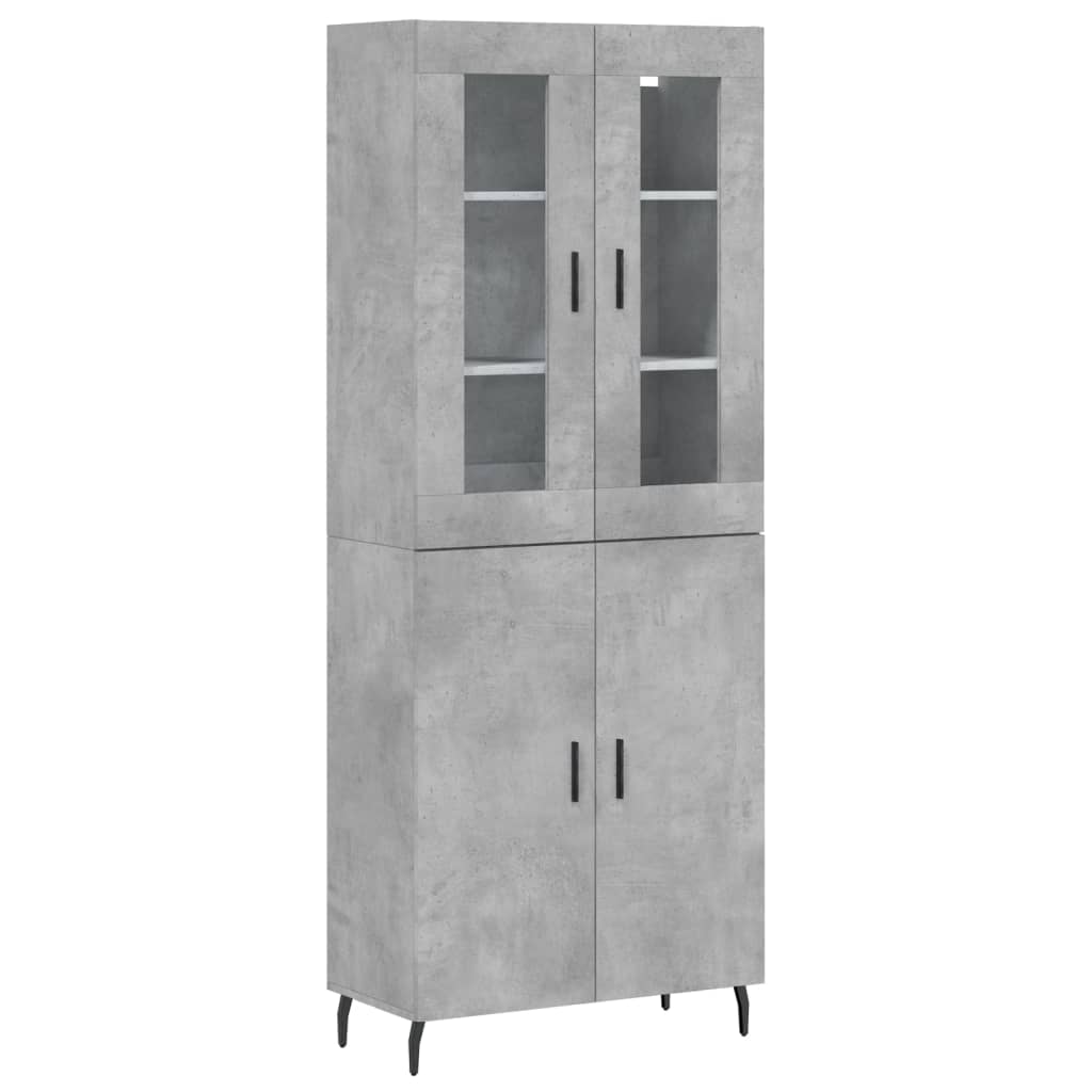 Visoka komoda siva betona 69,5x34x180 cm od konstruiranog drva