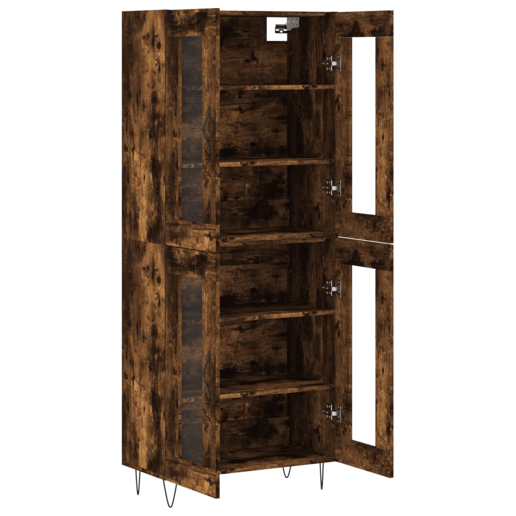 Visoka komoda dimljeni hrast 69,5x34x180 cm konstruiranog drva