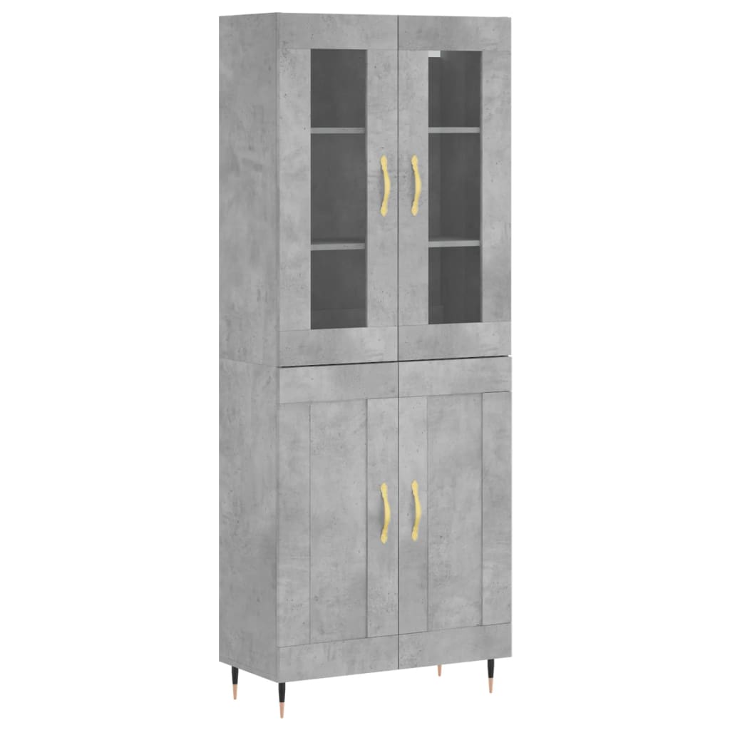 Visoka komoda siva betona 69,5x34x180 cm od konstruiranog drva