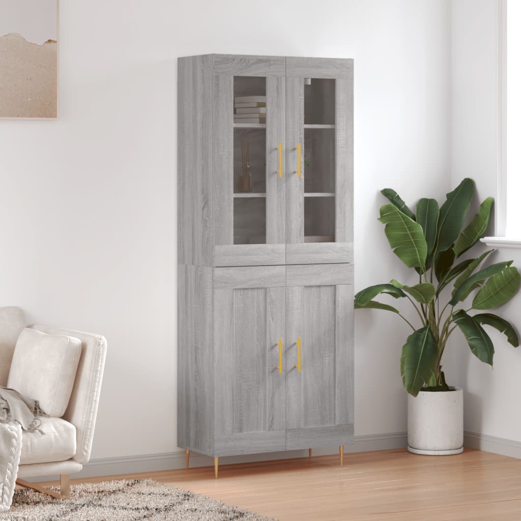 Visoka komoda siva sonome 69,5x34x180 cm od konstruiranog drva